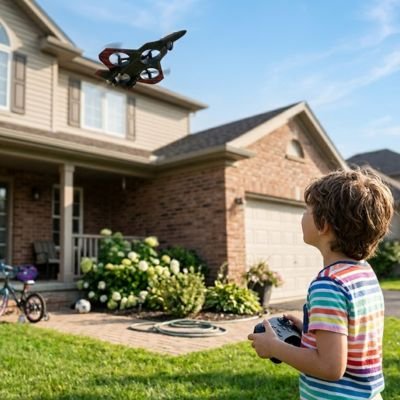 enfant dehors fait volé avion télécommandé très haut