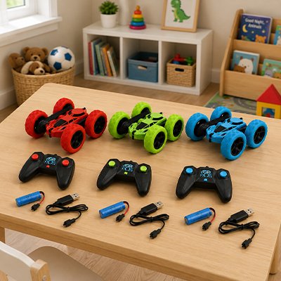 Kit complet voiture télécommandée enfant vert rouge bleue