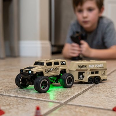 Voiture télécommandée enfant lumineux roule sur carreaux